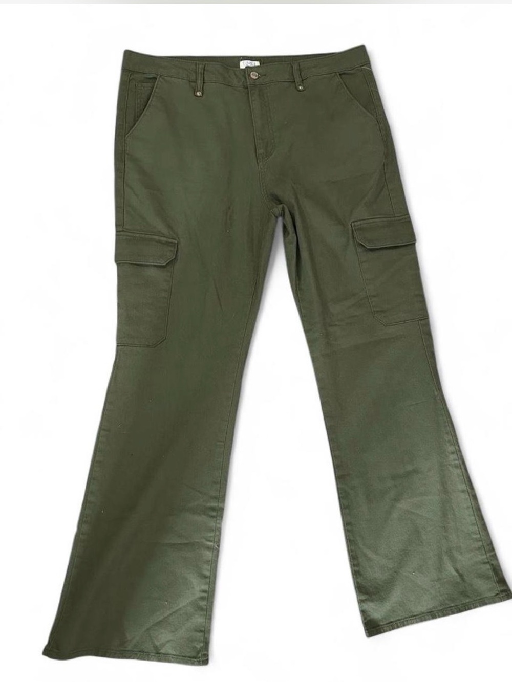 Women’s olive green cargo high rise flare jeans sz 16